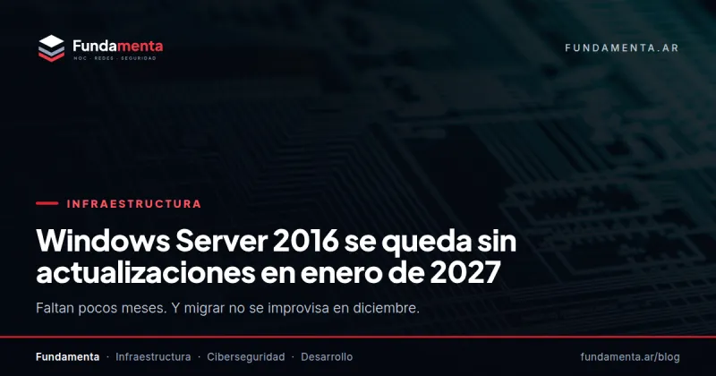 Windows Server 2016 se queda sin actualizaciones en enero de 2027